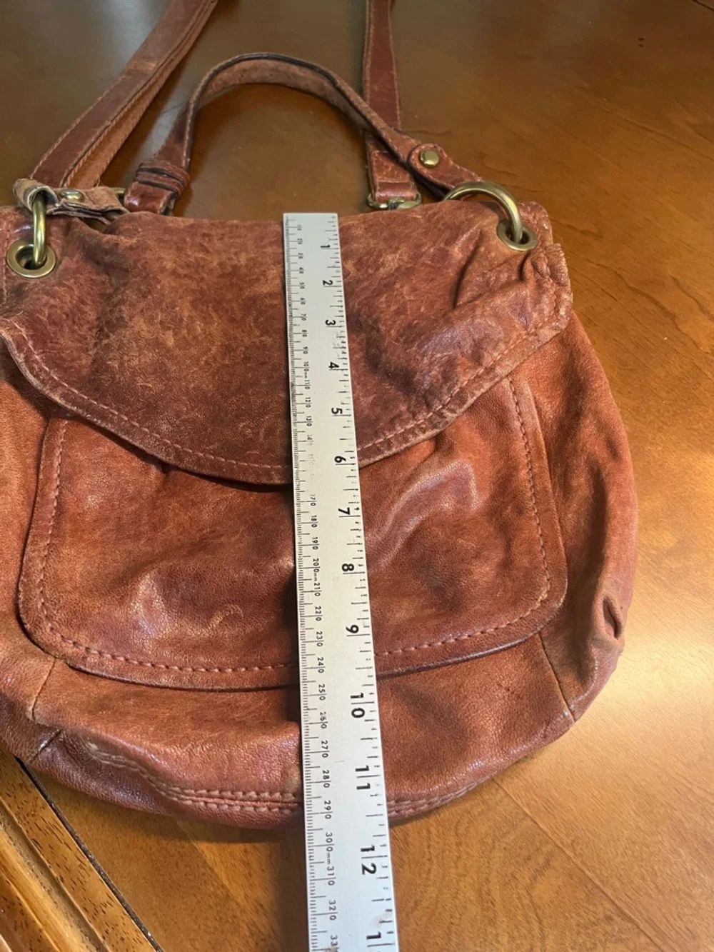 Fossil Distressed Leather Crossbody Bag in Rust Brown